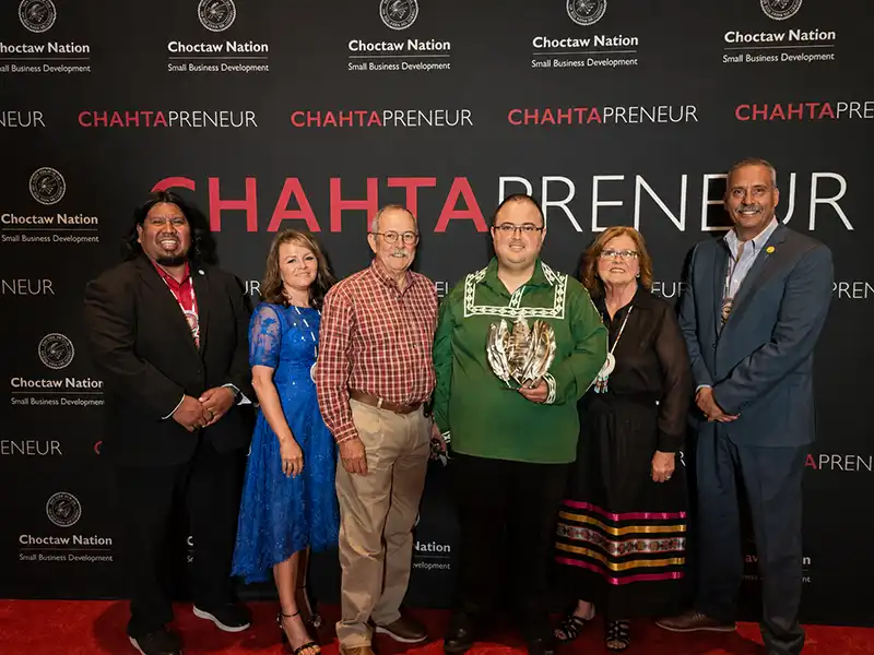 The Ranch Restaurant staff receiving an award from the Choctaw Nation of Oklahoma